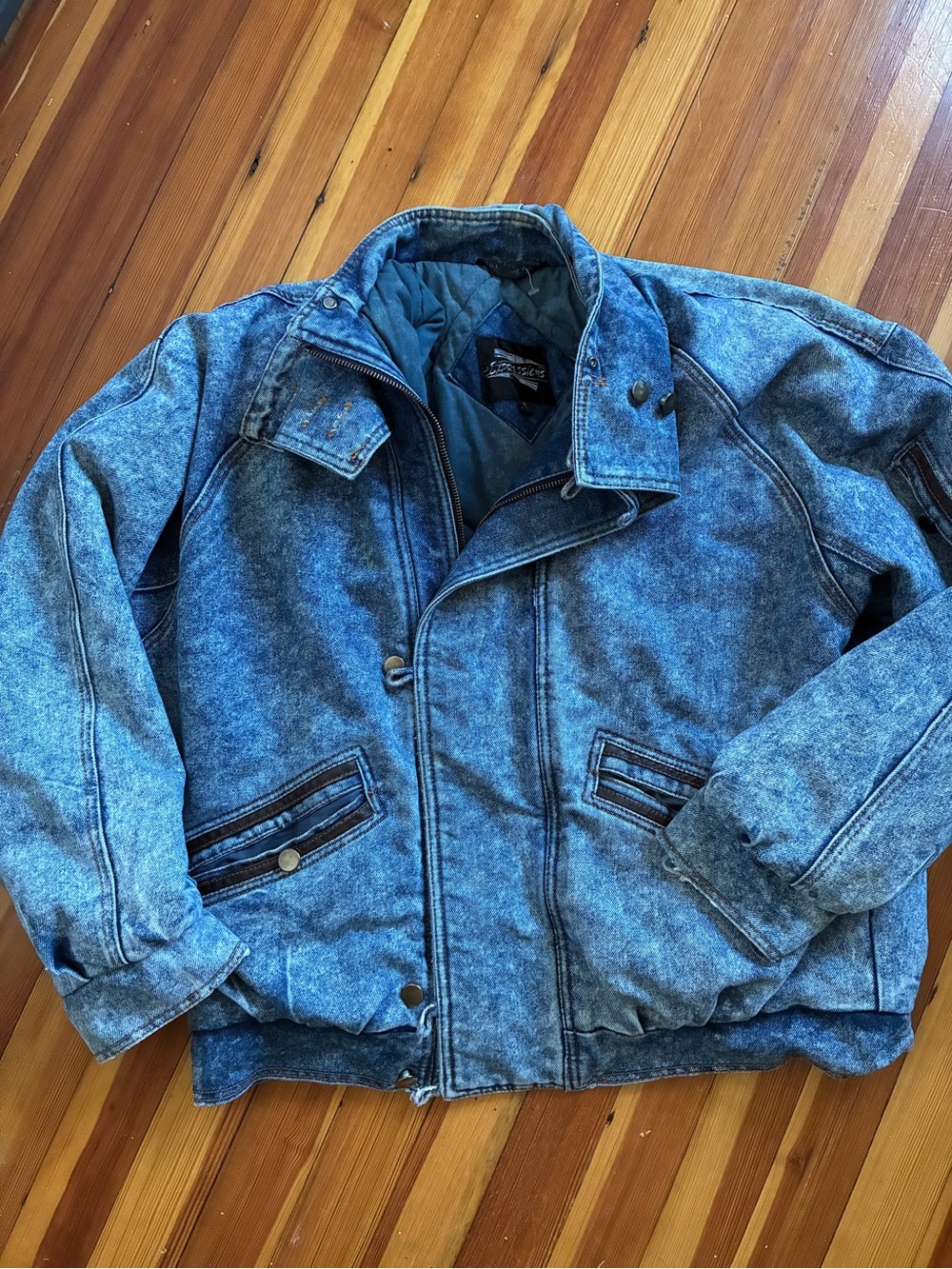 Vintage 80s 90s acid wash bomber jacket XL Men's  Denim
